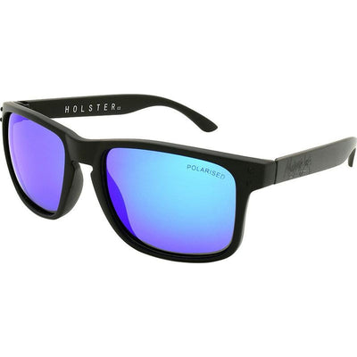 Holster, Matte Black/Blue Mirror Polarised Lenses