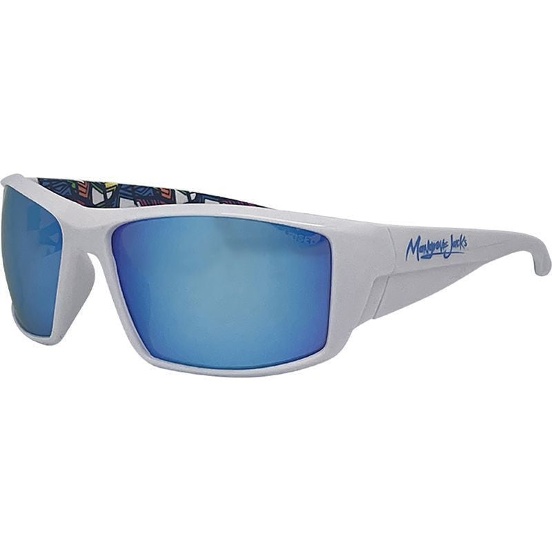 Tromso, Shiny White/Ice Blue Mirror Polarised Lenses