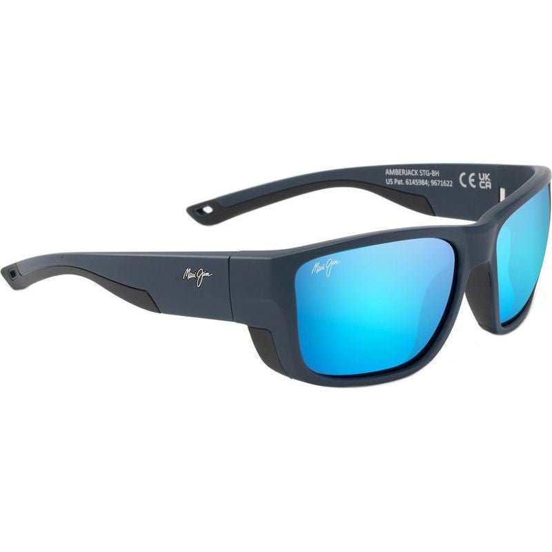 Amberjack, Matte Dark Navy and Black Rubber/Blue Hawaii Polarised Glass Lenses