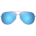 Hau'oli, Shiny Silver/Blue Hawaii Polarised Lenses