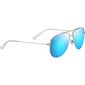 Hau'oli XS, Shiny Silver/Blue Hawaii Polarised Lenses