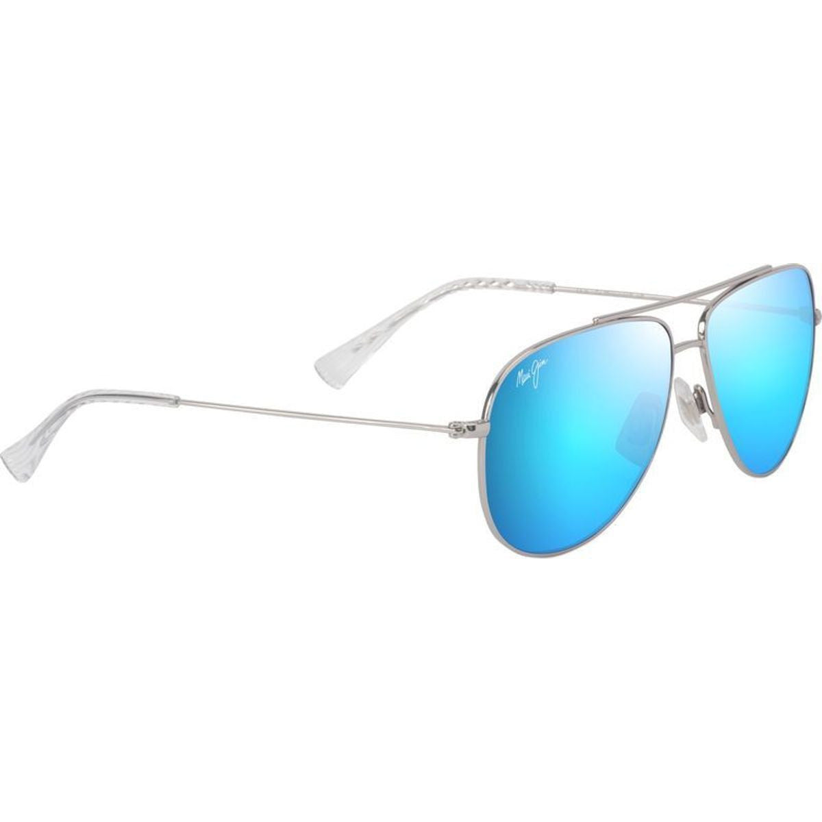 Hau'oli XS, Shiny Silver/Blue Hawaii Polarised Lenses