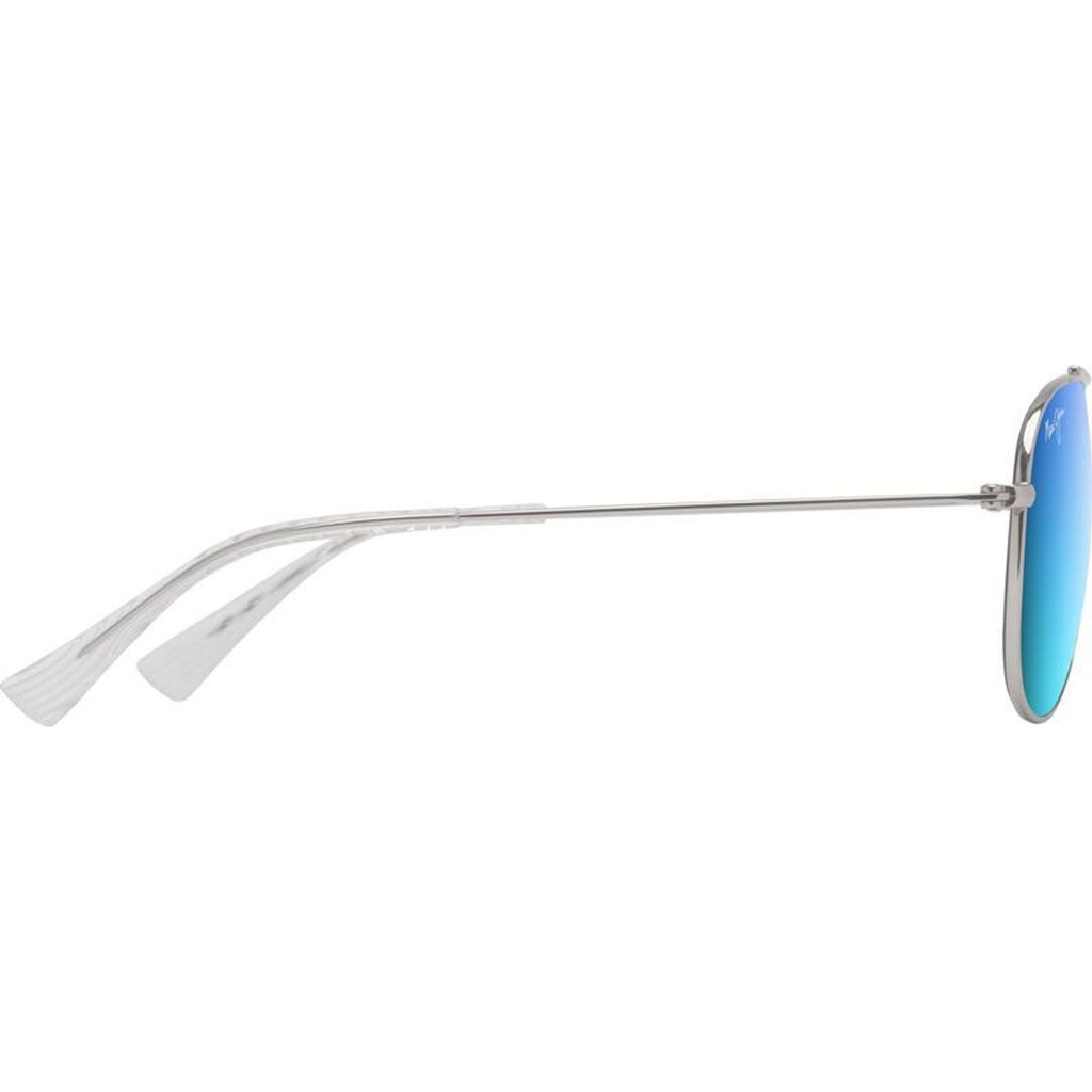 Hau'oli XS, Shiny Silver/Blue Hawaii Polarised Lenses