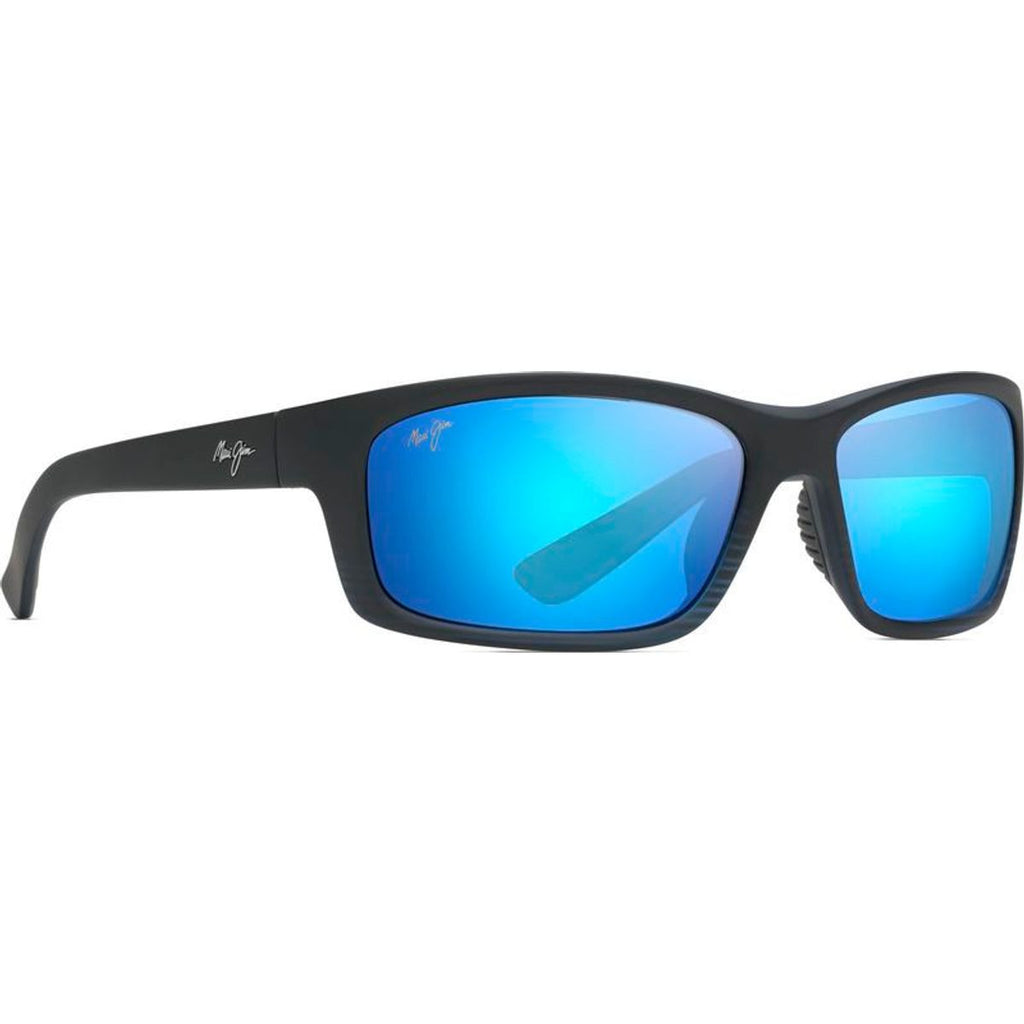 Kanaio Coast, Matte Translucent Blue and Black Stripe/Blue Hawaii Glass Polarised Lenses