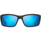 Kanaio Coast, Matte Translucent Blue and Black Stripe/Blue Hawaii Glass Polarised Lenses