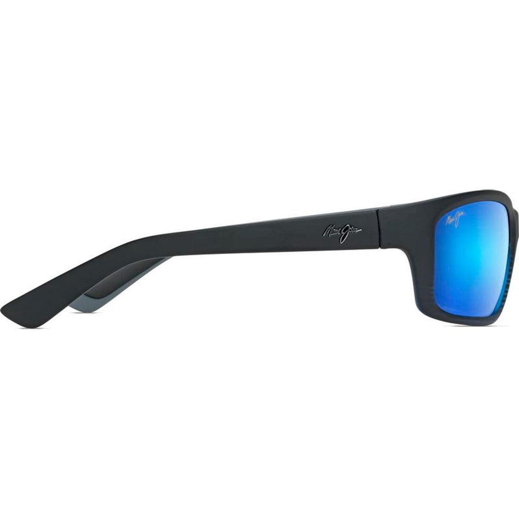 Kanaio Coast, Matte Translucent Blue and Black Stripe/Blue Hawaii Glass Polarised Lenses