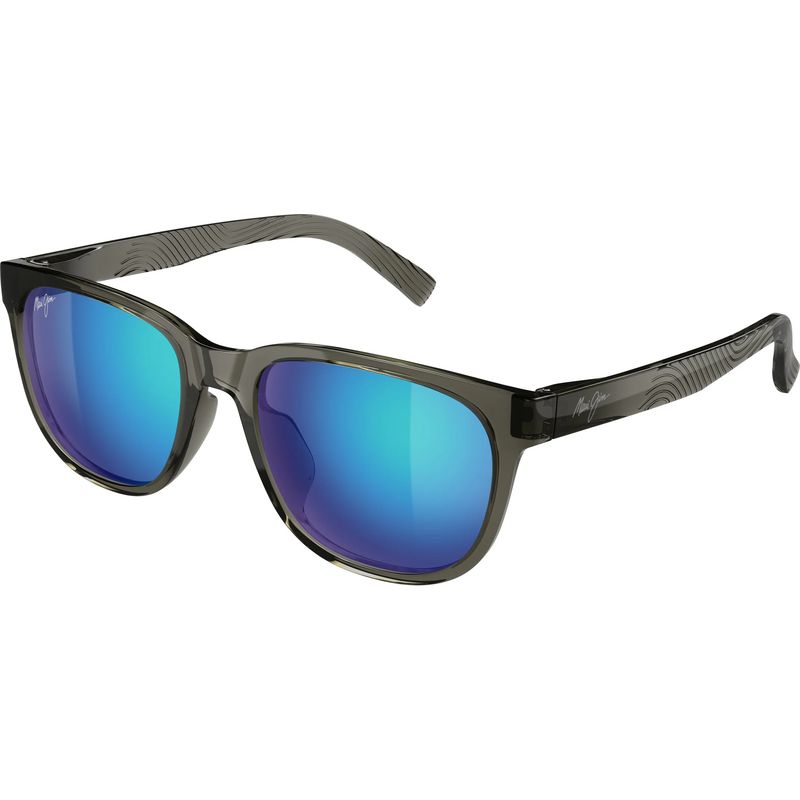 Maui Jim Pu'ali Alt Fit Transparent Dark Grey Blue Hawaii Polarised Angle