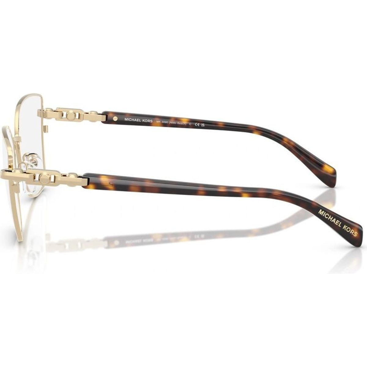 Nikki Beach MK3090, Shiny Light Gold/Clear Lenses 53 Eye Size
