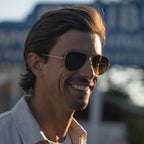 Zeppelin, Brushed Gold and Eco Dark Tort/Brown Glass Polarised Lenses