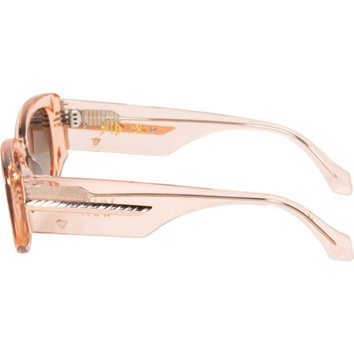 Valley Eyewear Sid (O), Crystal Pink with Rose Gold Metal Trim/Brown Gradient Lenses