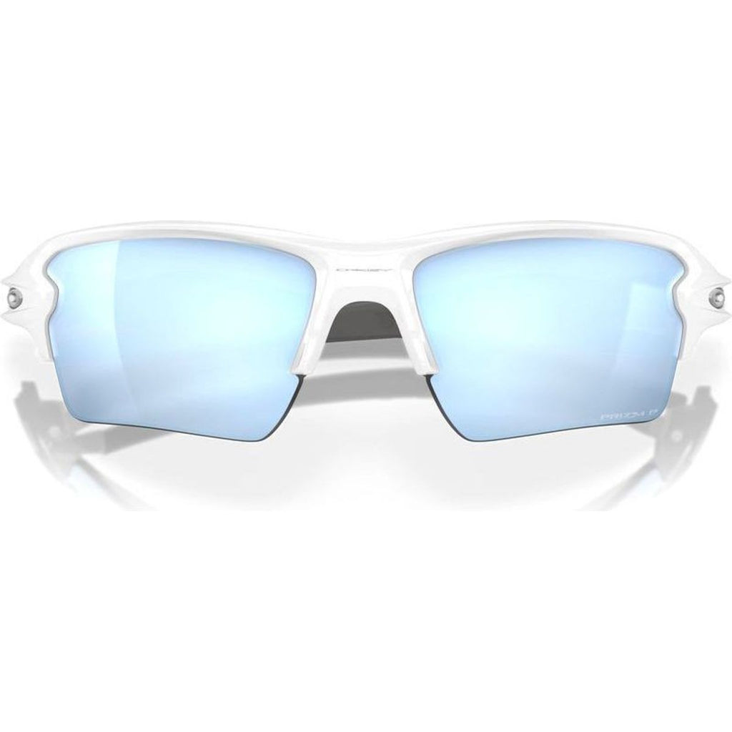 Flak 2.0 XL, Polished White/Prizm Deep Water Polarised Lenses