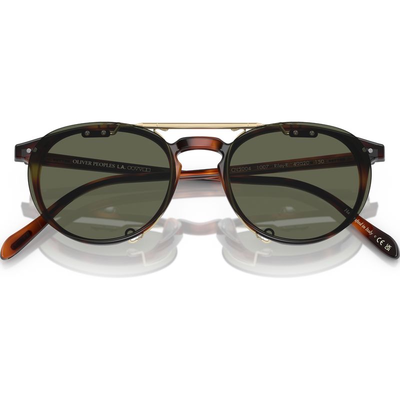 Oliver Peoples Riley-R Flip-Up Clip OV5004C Brushed Gold G15 Polarised Front2