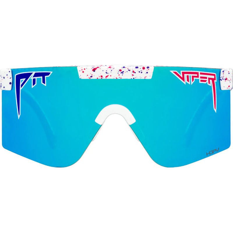 The Pit Viper Junior, Merika White Red Splatter/Blue HDPV Mirror Polarised Lenses
