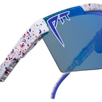 The Pit Viper Junior, Merika White Red Splatter/Blue HDPV Mirror Polarised Lenses