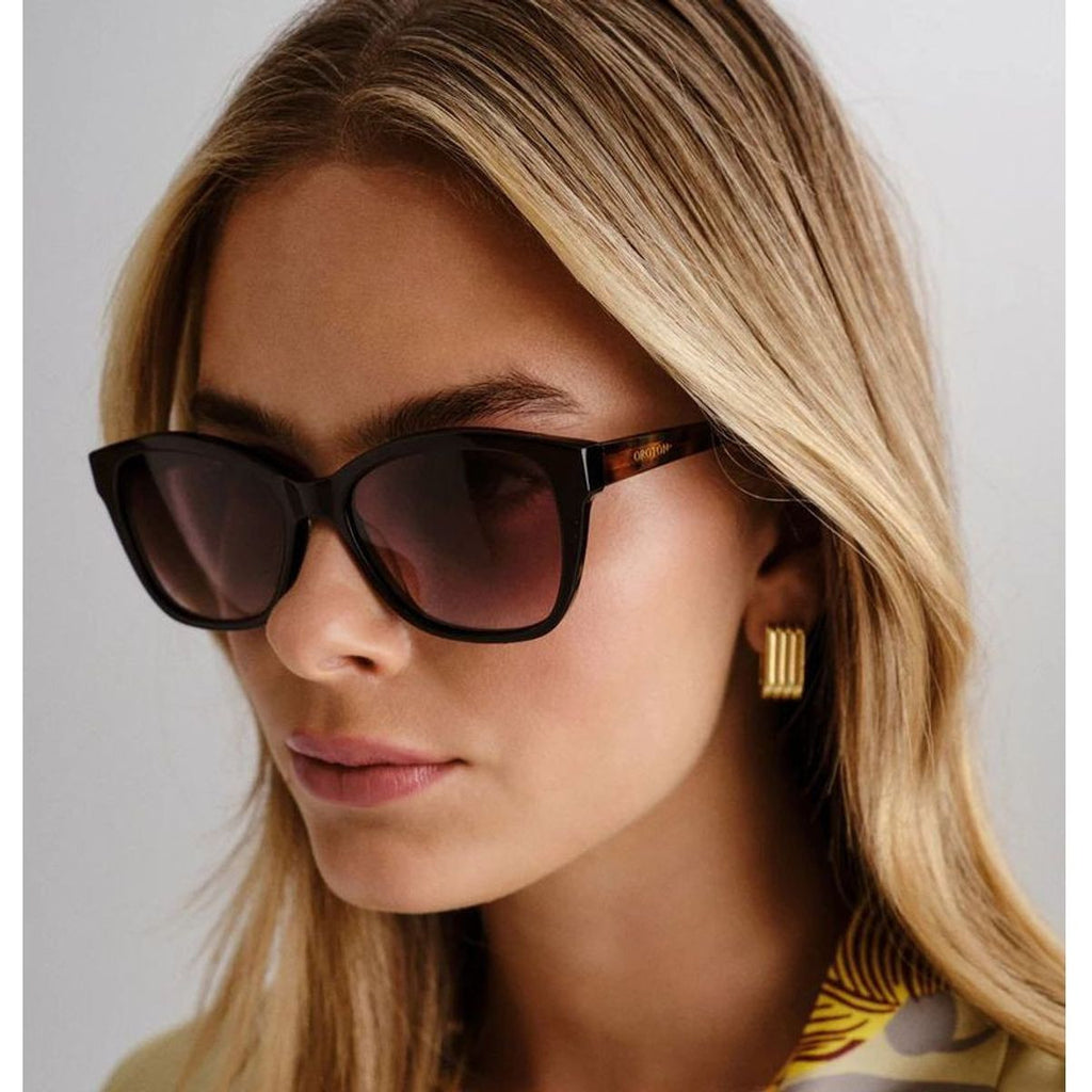 Claire, Black/Warm Smoke Gradient Lenses 54 Eye Size
