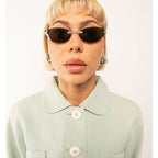 Miss Leng, Gold and Lavender/Grey Lenses