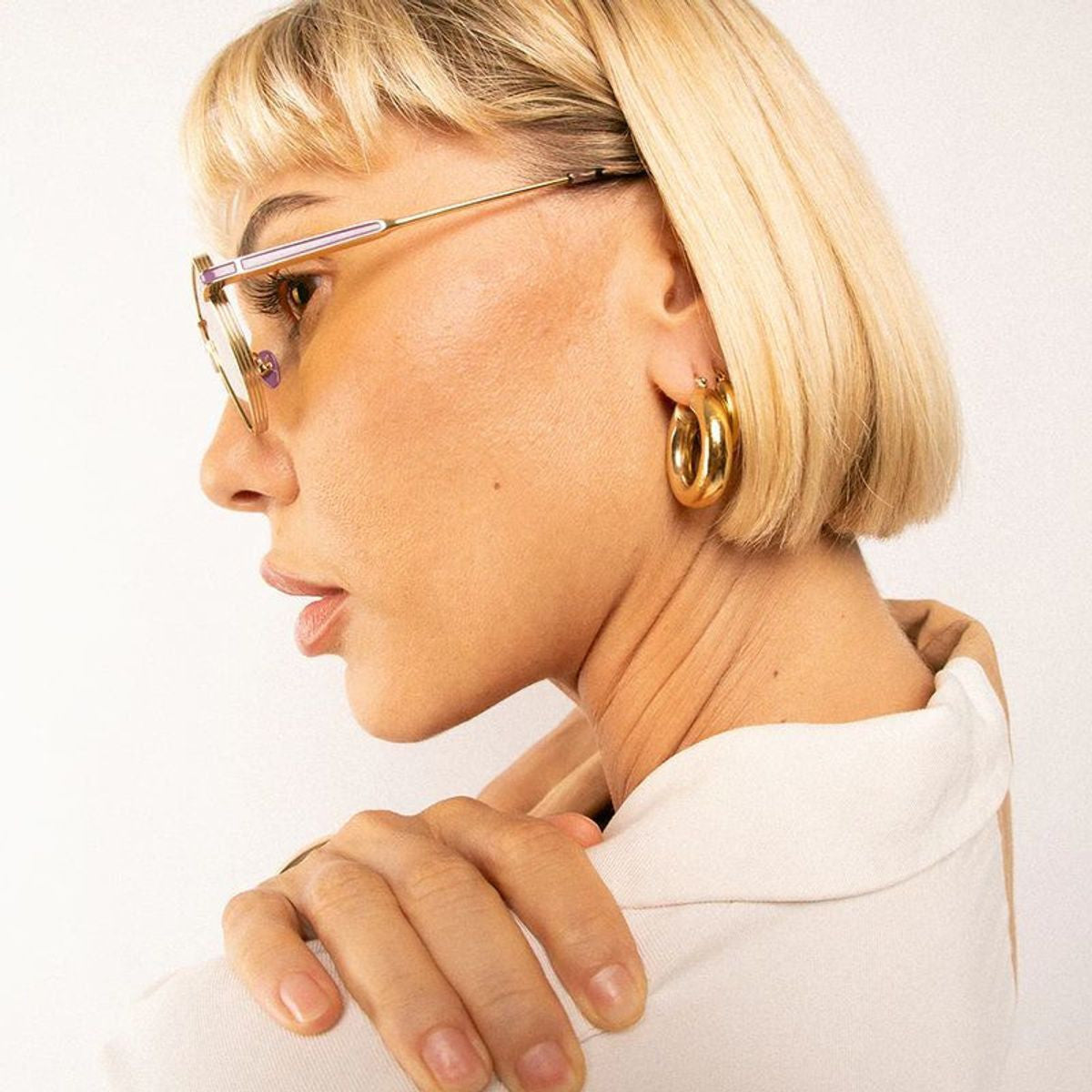 Mr Nank, Gold and Lavender/Solid Brown Lenses