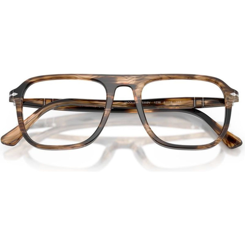 Jacques PO3359V, Black Brown/Clear Lenses 53 Eye Size