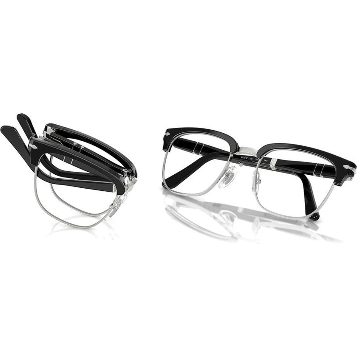 PO3375V, Black and Silver/Clear Lenses 52 Eye Size