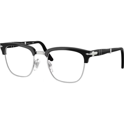 PO3375V, Black and Silver/Clear Lenses 52 Eye Size