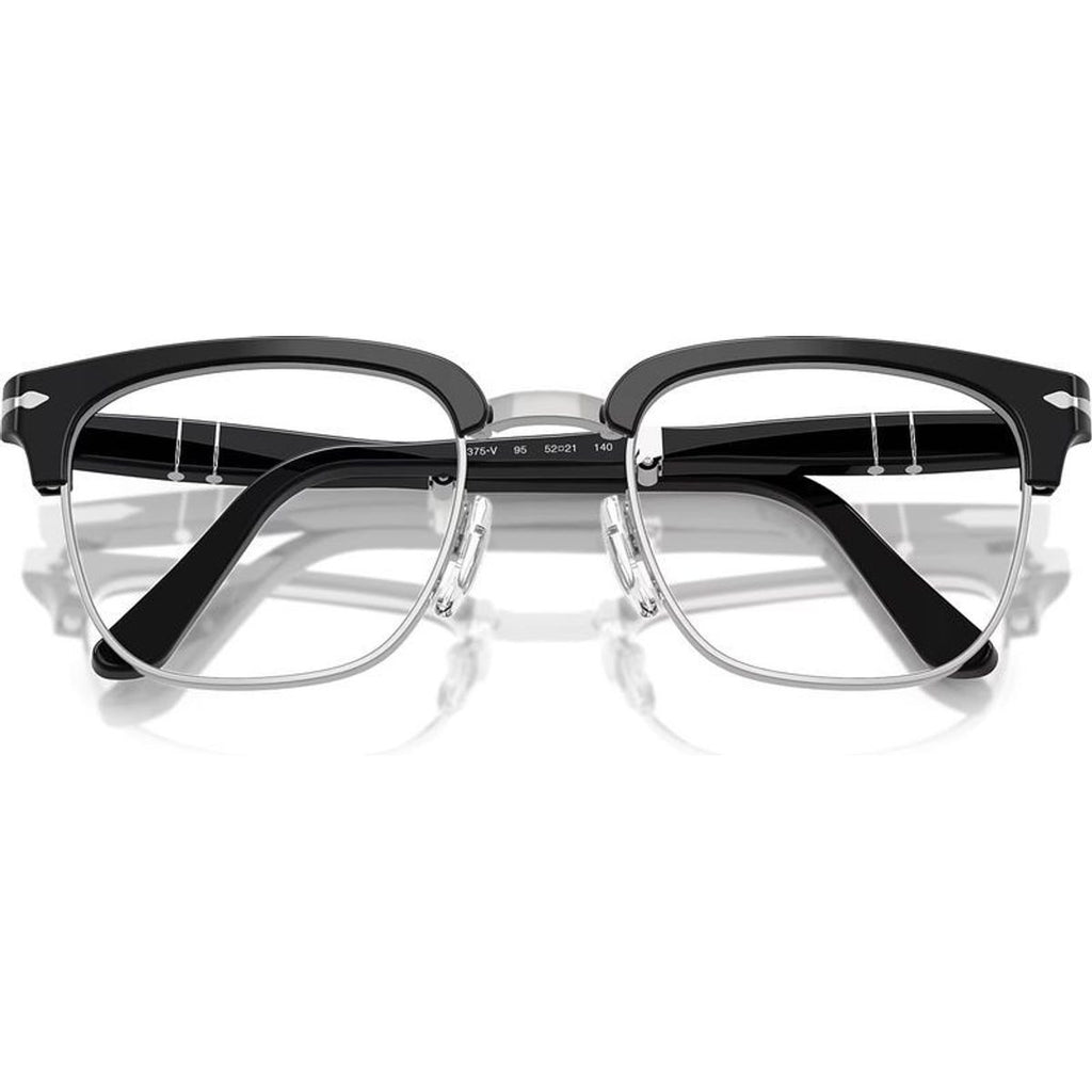 PO3375V, Black and Silver/Clear Lenses 52 Eye Size