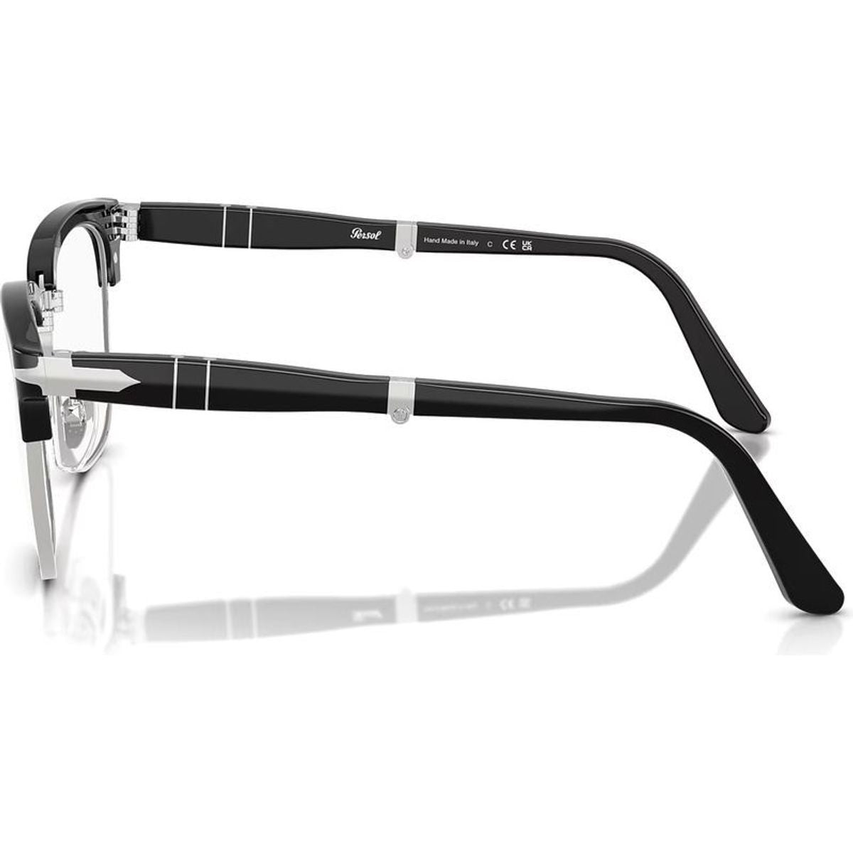 PO3375V, Black and Silver/Clear Lenses 52 Eye Size