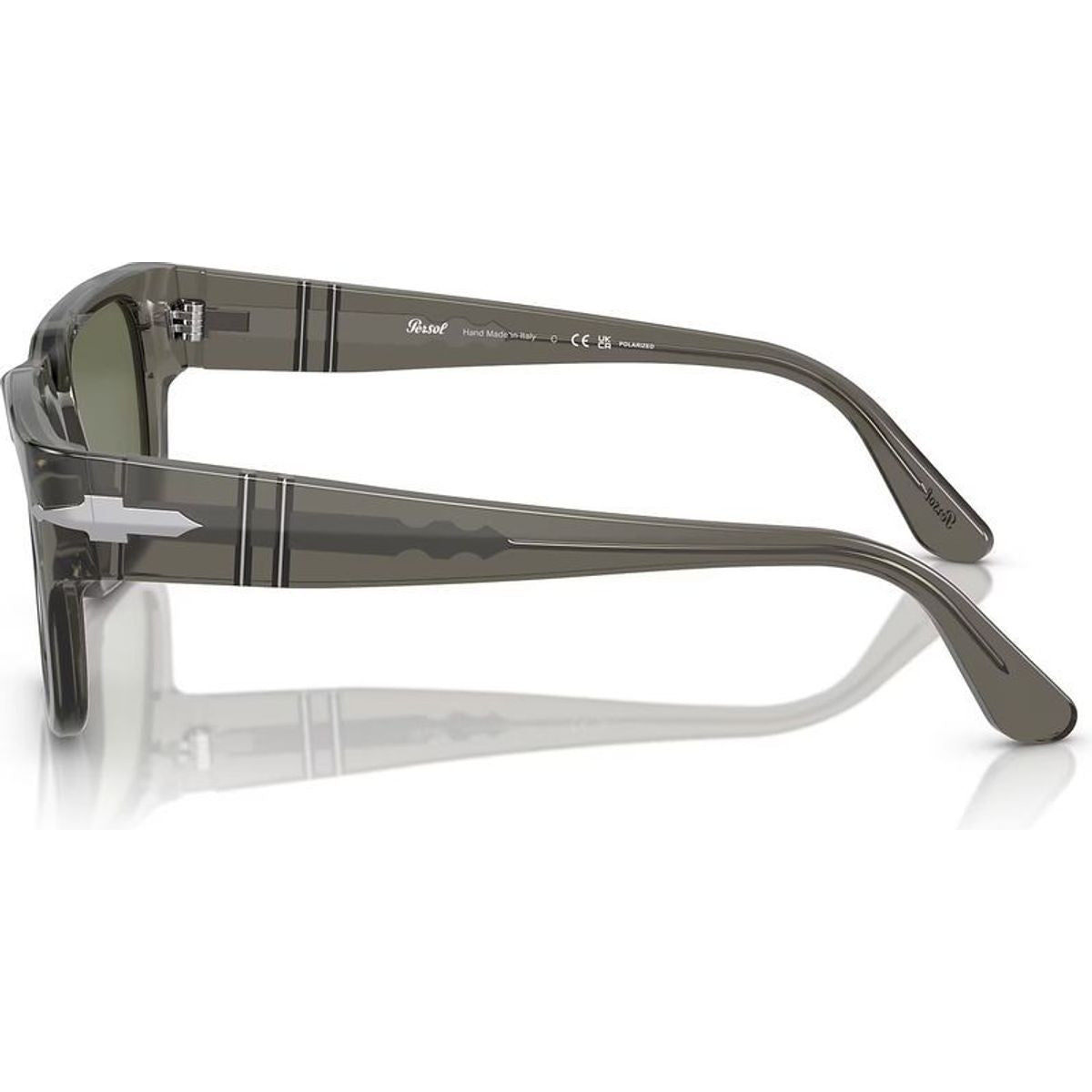 PO3315S, Transparent Taupe Grey/Green Polarised Glass Lenses 55 Eye Size