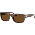 PO3398S, Striped Brown/Brown Polarised Glass Lenses 55 Eye Size
