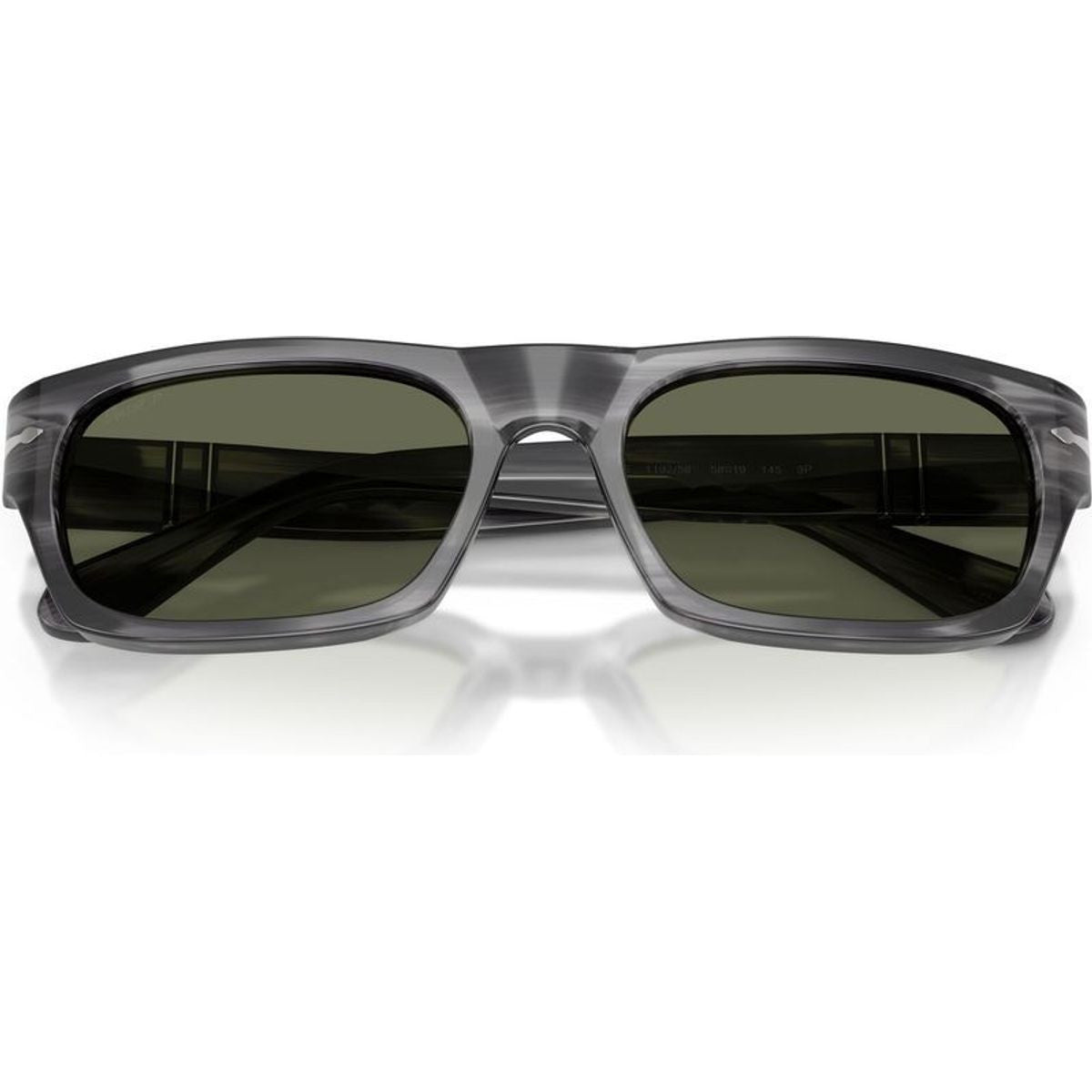 PO3398S, Striped Grey/Green Polarised Glass Lenses 55 Eye Size