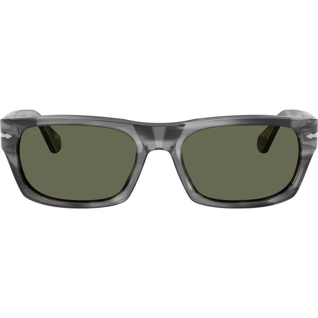 PO3398S, Striped Grey/Green Polarised Glass Lenses 55 Eye Size