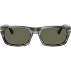 PO3398S, Striped Grey/Green Polarised Glass Lenses 55 Eye Size