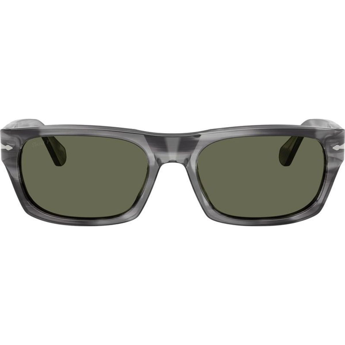 PO3398S, Striped Grey/Green Polarised Glass Lenses 55 Eye Size