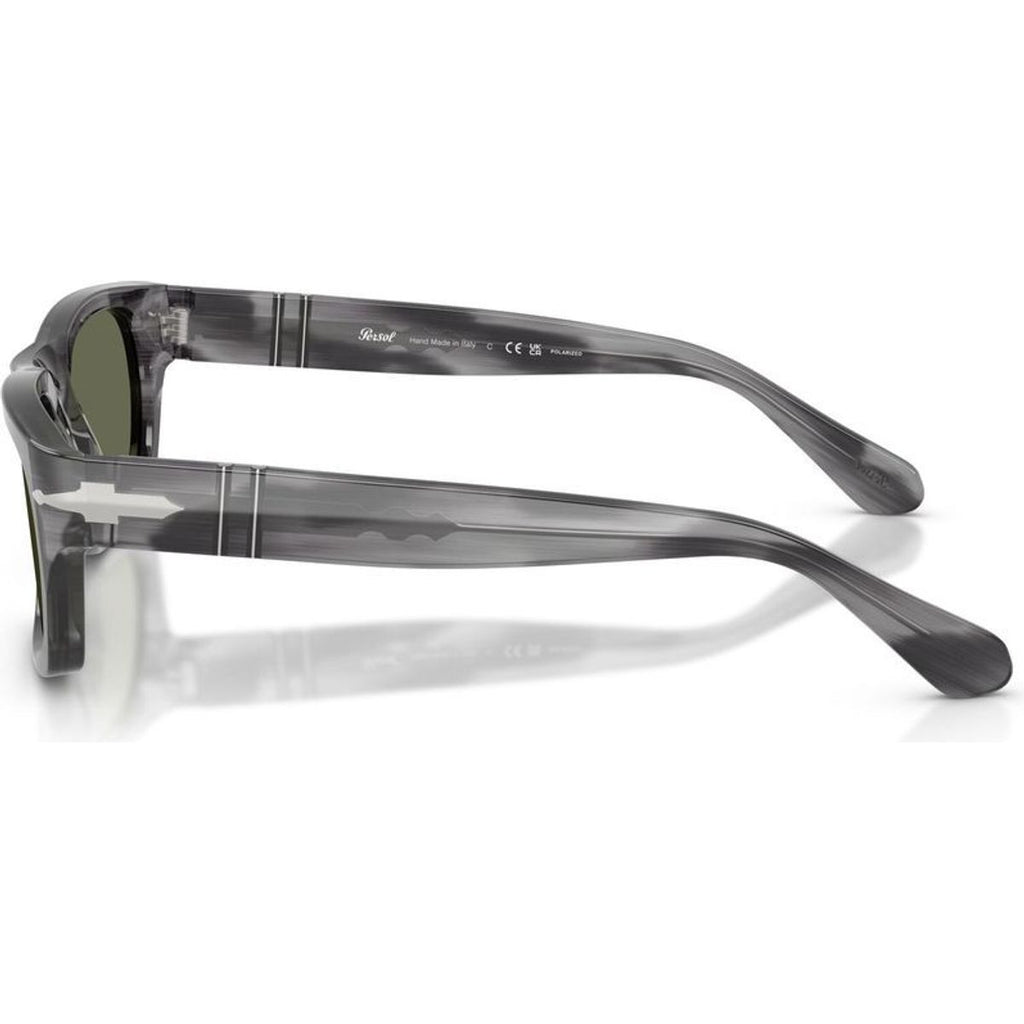 PO3398S, Striped Grey/Green Polarised Glass Lenses 55 Eye Size