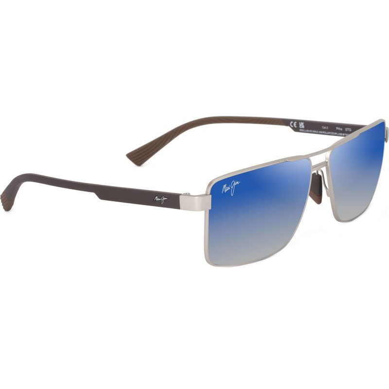 Piha, Matte Silver and Brown/Blue Silver Mirror Gradient Polarised Glass Lenses