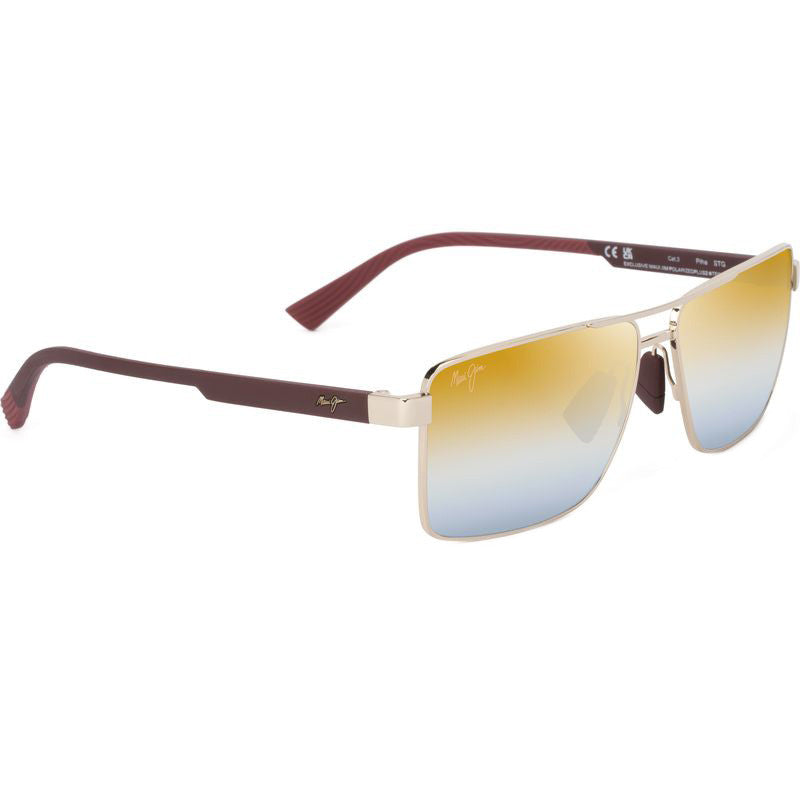 Piha, Shiny Gold and Burgundy/Gold Silver Gradient Mirror Polarised Glass Lenses