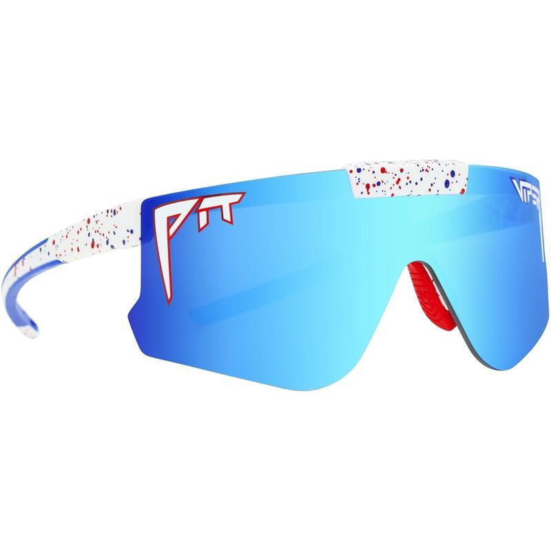 Flip Offs, Merika White Red Splatter/Blue Mirror Polarised Lenses