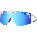 Flip Offs, Merika White Red Splatter/Blue Mirror Polarised Lenses