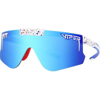 Flip Offs, Merika White Red Splatter/Blue Mirror Polarised Lenses
