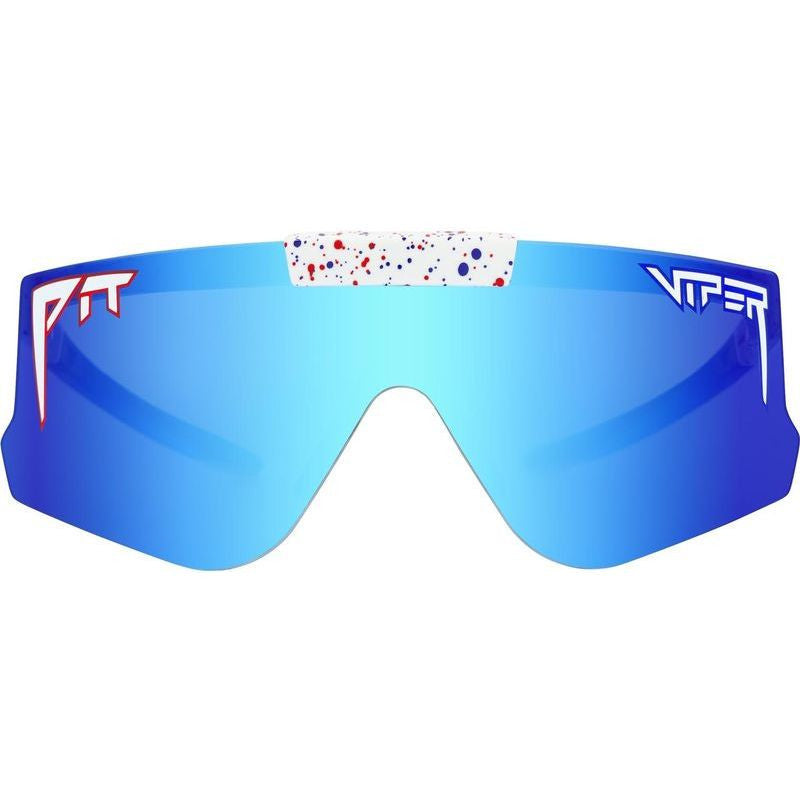 Flip Offs, Merika White Red Splatter/Blue Mirror Polarised Lenses