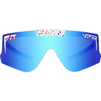 Flip Offs, Merika White Red Splatter/Blue Mirror Polarised Lenses