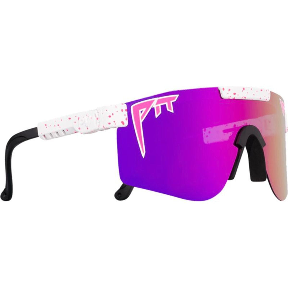 The Double Wides, LA Brights White Splatter/Purple Mirror Polarised Lenses