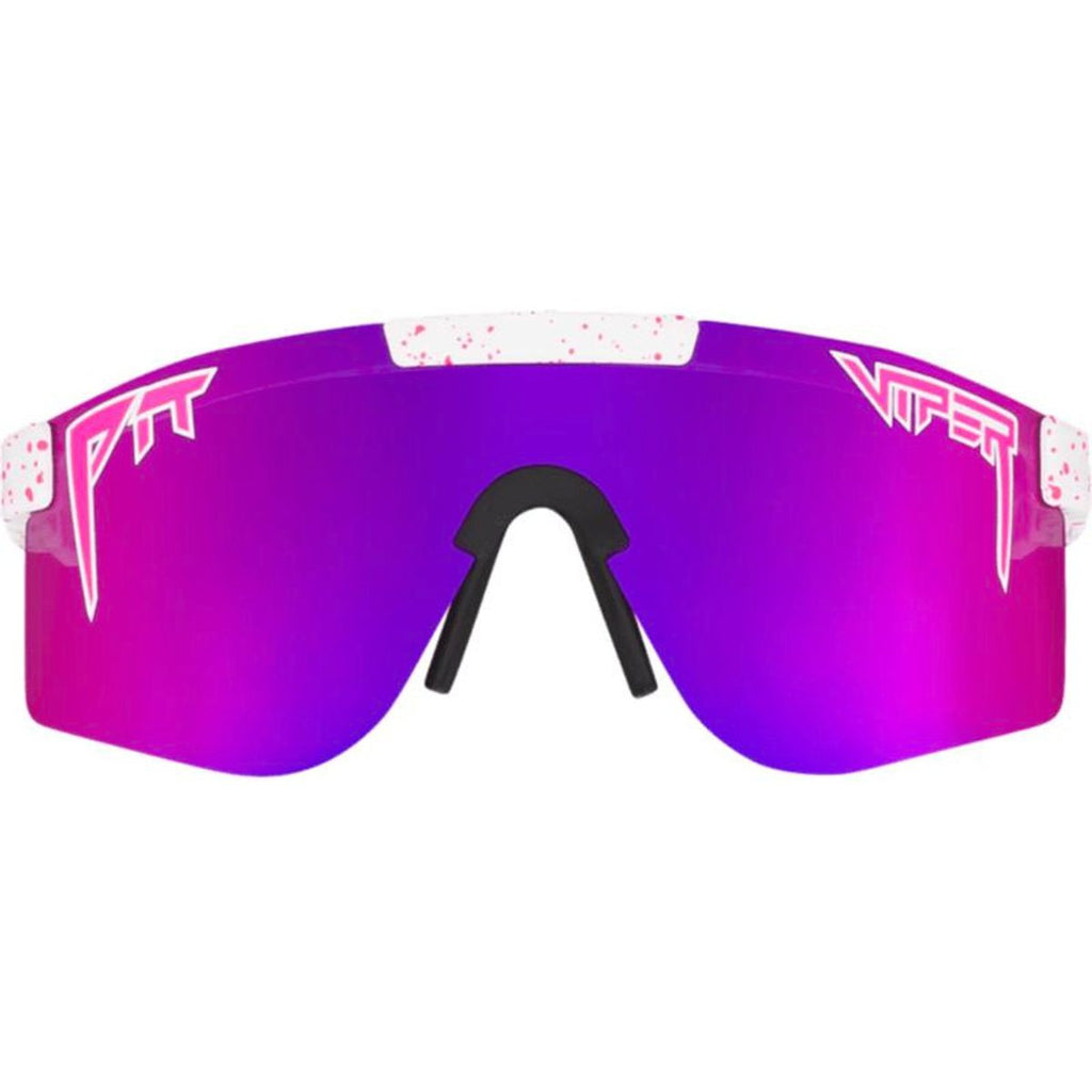 The Double Wides, LA Brights White Splatter/Purple Mirror Polarised Lenses