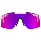 The Double Wides, LA Brights White Splatter/Purple Mirror Polarised Lenses
