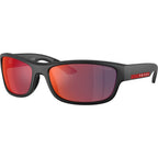 Prada Linea Rossa PSC04S Matte Black Blue Red Mirror Angle