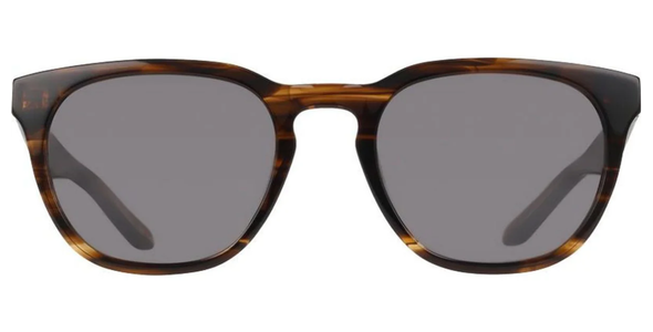 A pair of dragon bank sunglasses with a dark brown and amber tortoiseshell frame a