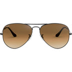 Aviator Classic RB3025, Gunmetal/Brown Gradient Glass Lenses 58 Eye Size