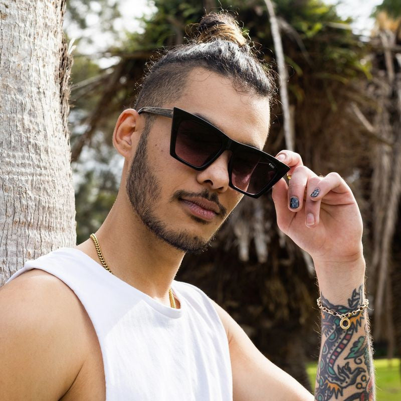 Hands Off, Black/Smoke Pink Gradient Lenses