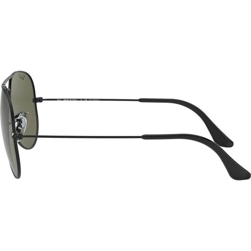 Aviator Classic RB3025, Black/Green Glass Polarised Lenses 58 Eye Size