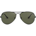 Aviator Classic RB3025, Black/Green Polarised Glass Lenses 62 Eye Size