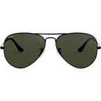 Aviator Classic RB3025, Black/Green Glass Lenses 58 Eye Size